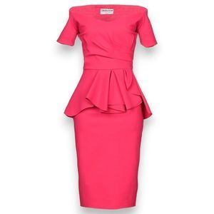 Chiara Boni Le Petite Robe Blake peplum jersey dress size 8 in Raspberry
